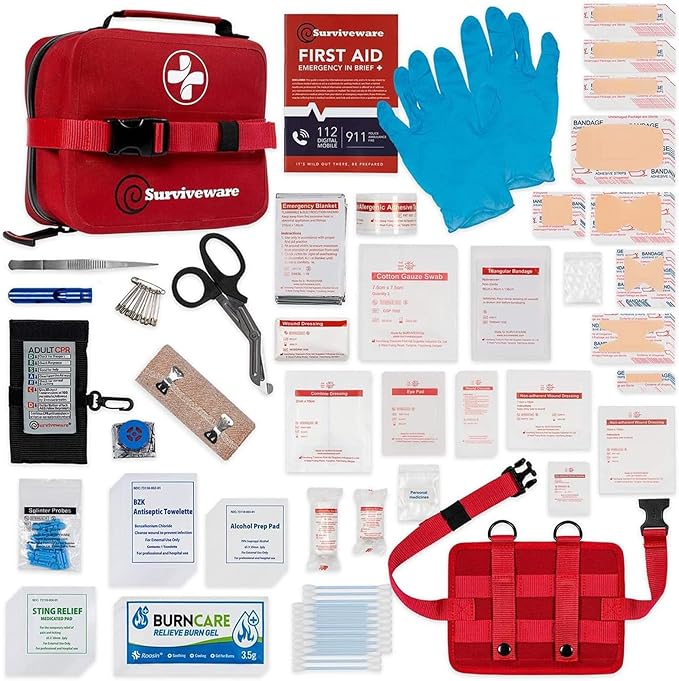 Surviveware 184 Pcs Waterproof Premium Survival First Aid Kit - Survival Emergency Preparedness for Travel Camping Gear, Survival Kit and Outdoor Emergencies - Survival Kit