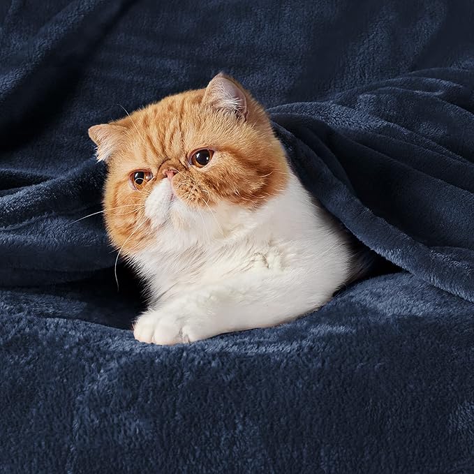 Bedsure Fleece Blanket Twin Size Navy Blue - 300GSM Lightweight Plush Fuzzy Cozy Soft Warm Blanket for Bed, Sofa, Couch, Travel, Camping, 60x80 inches