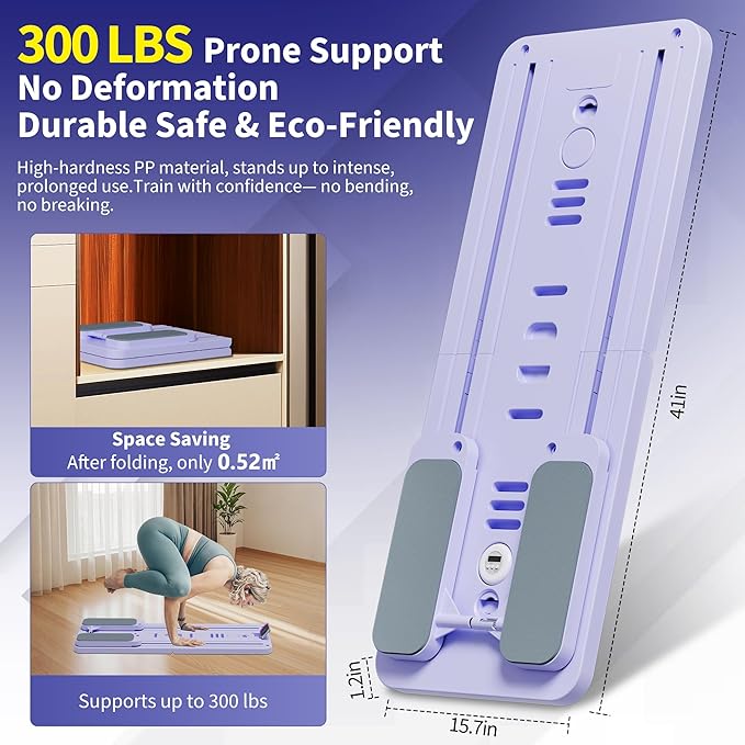 Pilates Reformer Set, ESBANY Pilates Board with Phone Holder, Multi-Purpose Foldable Pilates Reformer Machine, Portable Home Pilates Slider Board Equipment for Home Workout, Fitness, Exercise, Abs