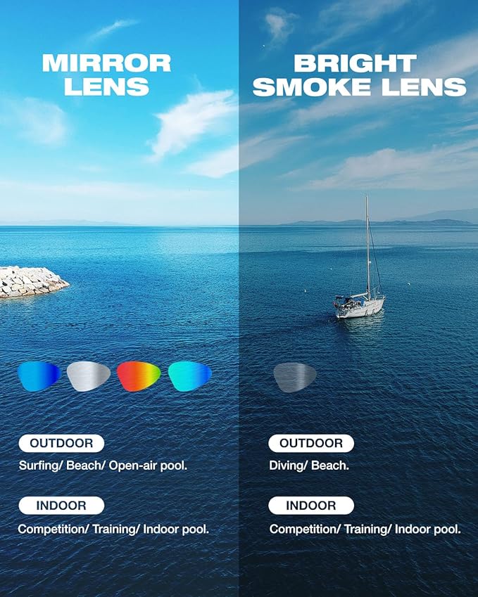 ZIONOR G1 Nava Super Anti-Fog Unisex Swim Goggles Mirror/Bright Smoke Lens