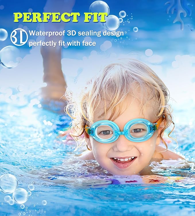 Aegend 2 Pack Kids Goggles, Swimming Goggles for Kids Age 4-16 Boys and Girls Youth, Anti-Fog Waterproof Anti-UV Pool Goggles