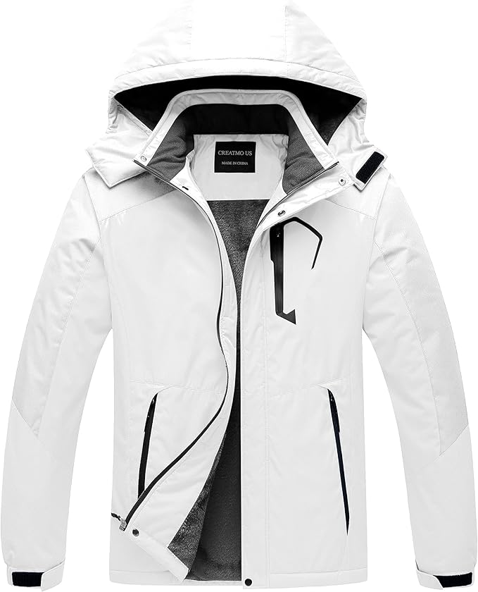 CREATMO US Men's Mountain Waterproof Ski Jacket - Windproof Snowboarding Warm Winter Coat Raincoat