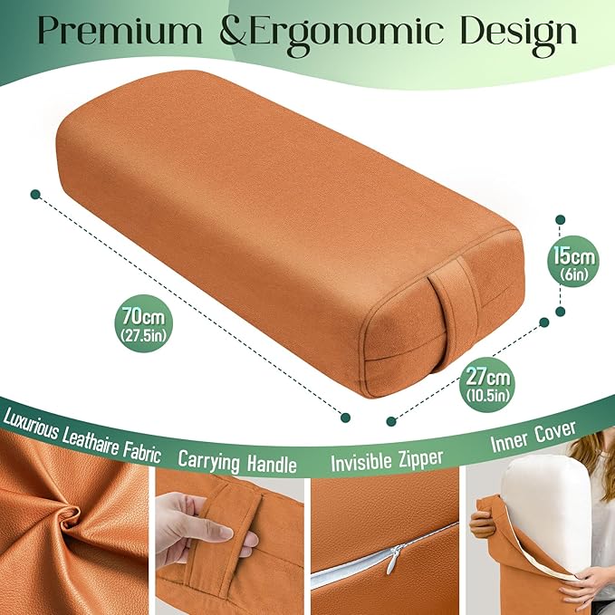 Premium Crushed Sponge Yoga Bolster Pillow for Yin Yoga, Restorative & Meditation - Rectangular Cushion