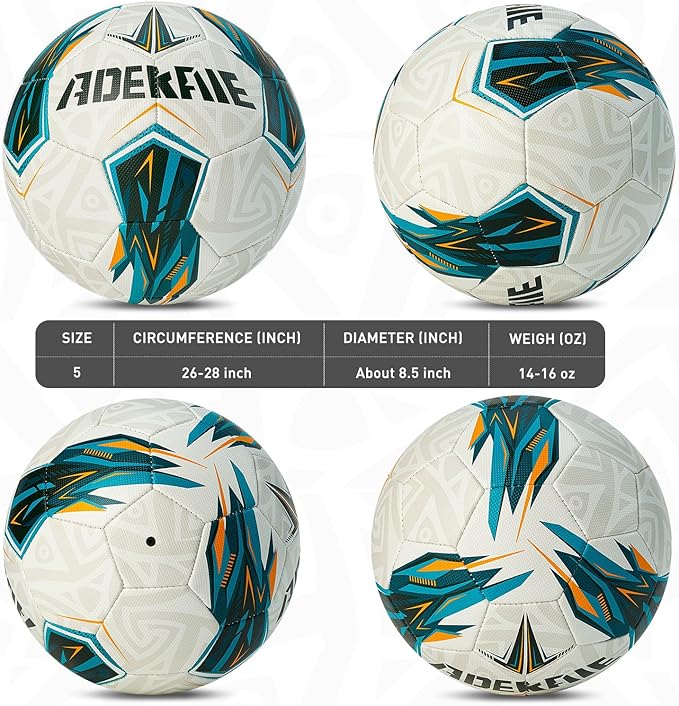 Soccer Ball Size 5 for All Age Recreational or Professional Outdoor Practice, PU Official Size&Weight, Size 5 Soccer Ball for Boys Youth Adults College Team, Ideal Gifts with Pump and Carry Net