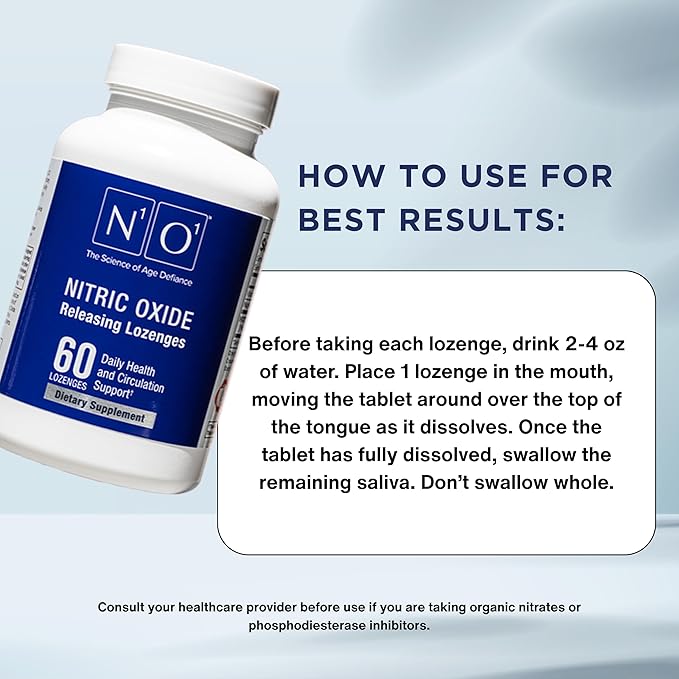 Nitric Oxide Lozenges - 60 Count - Nitric Oxide Supplement for Heart Health, Circulation, Energy, Blood Flow, Oxygenation, Healthy Blood Pressure, Cardiovascular Support for Men & Women