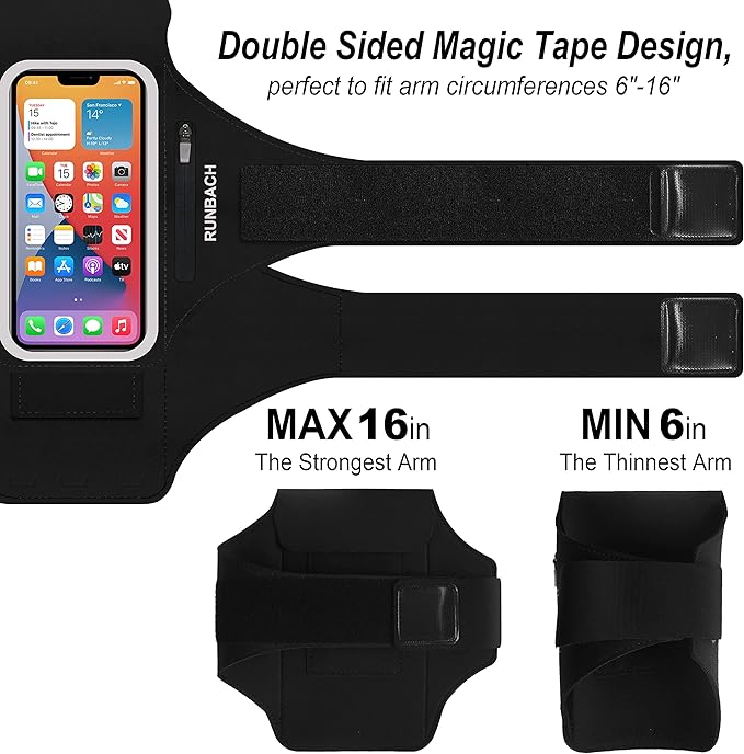 Armband for Samsung Galaxy S25/S24/S23/S22/S21/S20/S10/S9/S8,Galaxy A01/A8/A10e/A20e/A41/M01/Xcover 5,Water Resistant Sport Armband with Zipper Slot for Galaxy Buds (Black)