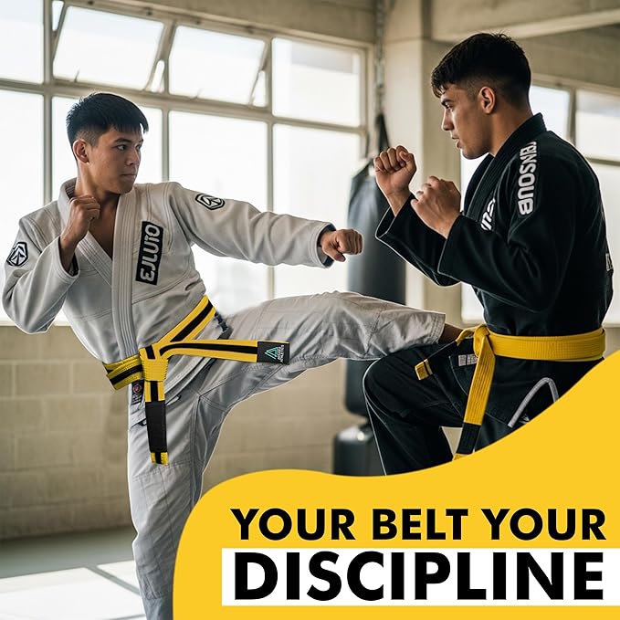 Brazilian Jiu Jitsu Belts Preshurunk Martial Arts Youth BJJ Belts for Girls & Boys with BJJ Ranking Stripes