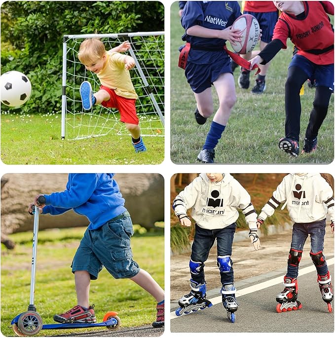 Youth Soccer Shin Guard Socks, Built-in Protective Pads, Kids Knee High Football Athletic Team Socks for Boys Girls