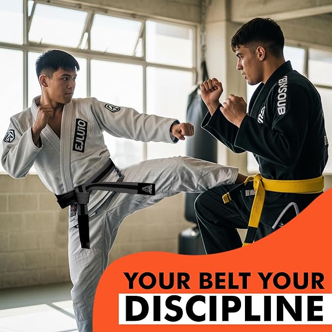 Brazilian Jiu Jitsu Belts Preshurunk Martial Arts Youth BJJ Belts for Girls & Boys with BJJ Ranking Stripes