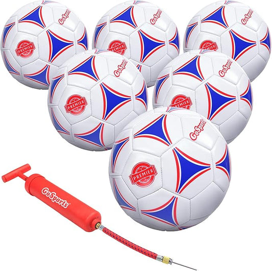 GoSports Premier Soccer Ball with Premium Pump 6 Pack, Size 5