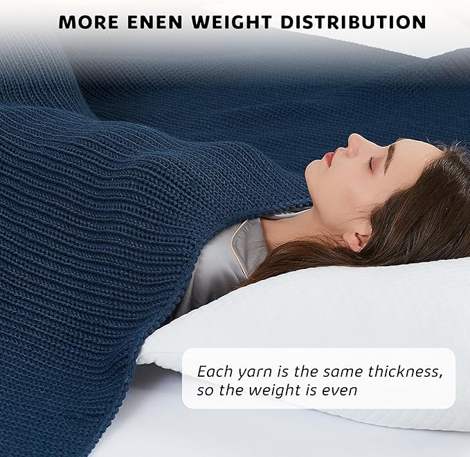 L'AGRATY Knitted Weighted Blanket - 48"x72" 20lbs Cooling Chunky Knit Heavy Blanket for Adults Braided Crochet Throw Thick Cable Yarn Knit Decorative No Beads Evenly Weighted Machine Washable