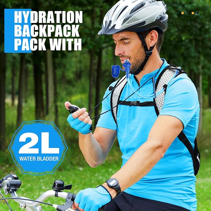 Sweetude Hydration Backpack Set with 2L Water Bladder for Men and Women Lightweight Water Pack for Cycling Biking Hiking Running Climbing
