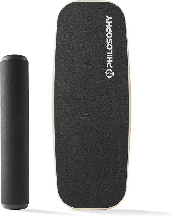 Philosophy Gym Balance Board - Wooden Balance Trainer with Adjustable Stoppers