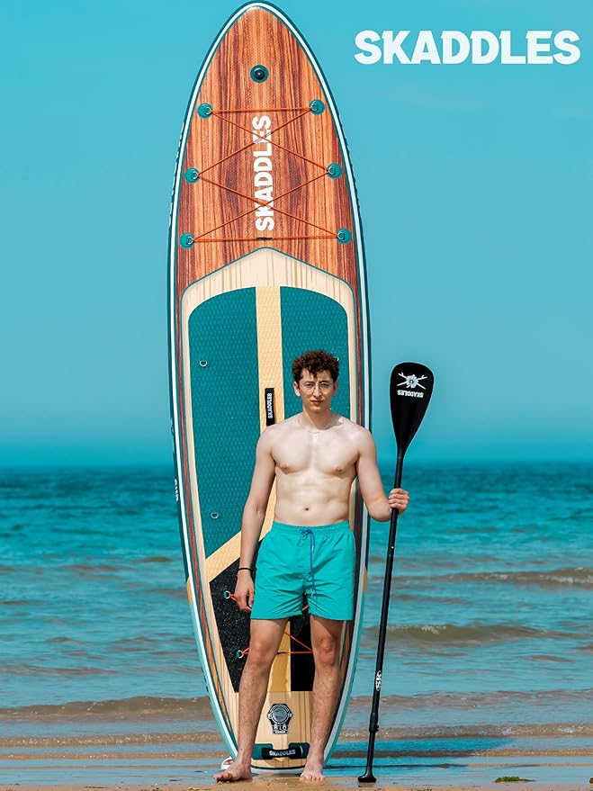 11' Inflatable Stand Up Paddle Board – Extra Wide SUP for Adults & Kids of All Skill Levels, Stable Paddleboard with Pump, Fins, Backpack, Accessories & Waterproof Phone Pouch