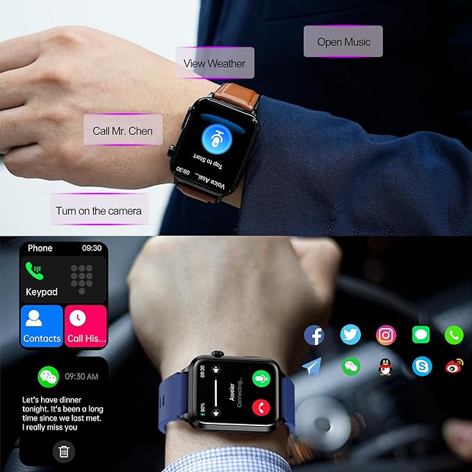 Advanced Health Smartwatch for Women Men with Real-Time Monitoring of Heart Rate, Blood Oxygen, Body Temperature, Blood Pressure, Sleep Quality and Stress Levels, Always-On Display, for Android & iOS