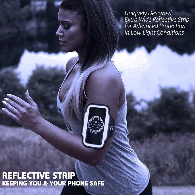 TRIBE Running Phone Holder Armband. iPhone & Galaxy Cell Phone Sports Arm Bands for Women, Men, Runners, Jogging, Walking, Exercise & Gym Workout. Fits All Smartphones. Adjustable Strap, CC/Key Pocket