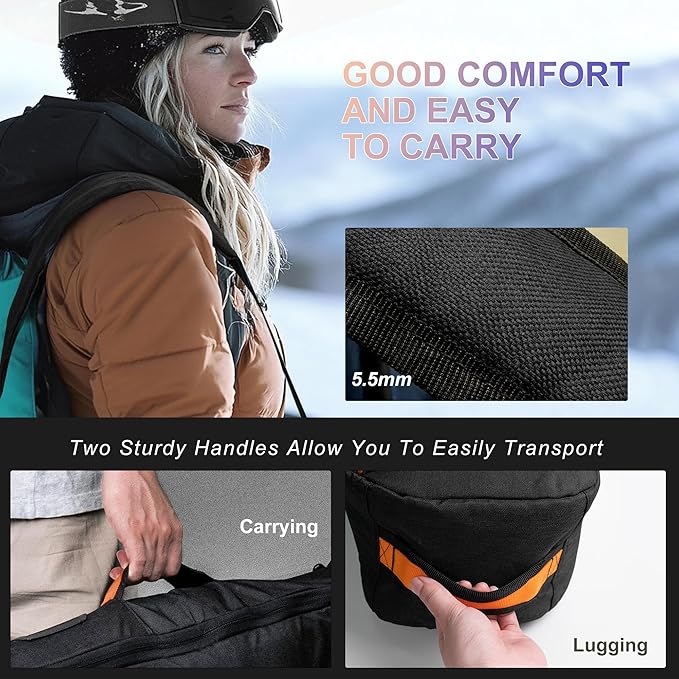 Unigear Snowboard Ski Bag for Air Travel, Reinforced Double Padded Snowboard Bag with EPE Dense, Water-Resistant and Durable up to 175cm Ski Snowboard Travel Bags for Flying