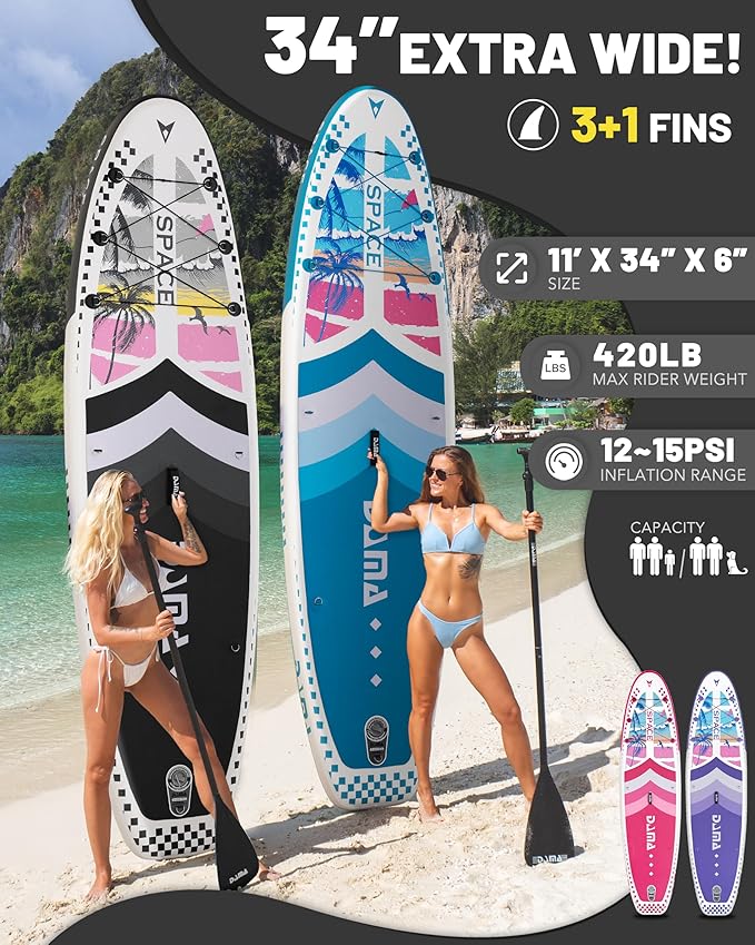 DAMA 11'*34"*6" Inflatable Paddle Board, Paddle Boards for Adults,Sup,Lightweight and Durable, Easy to Inflate, Versatile in Style, Fully Functional, Equipped w/High Grade Accessories.