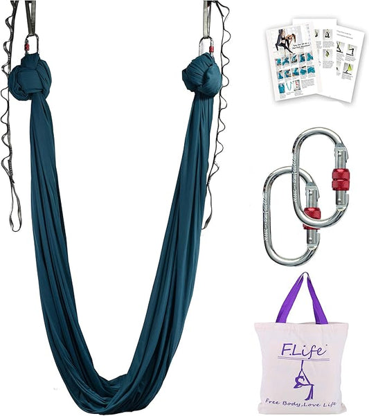 F.Life Aerial Silk Yoga Hammock & Swing for yoga Inversion,Strength training,starter hardware kit