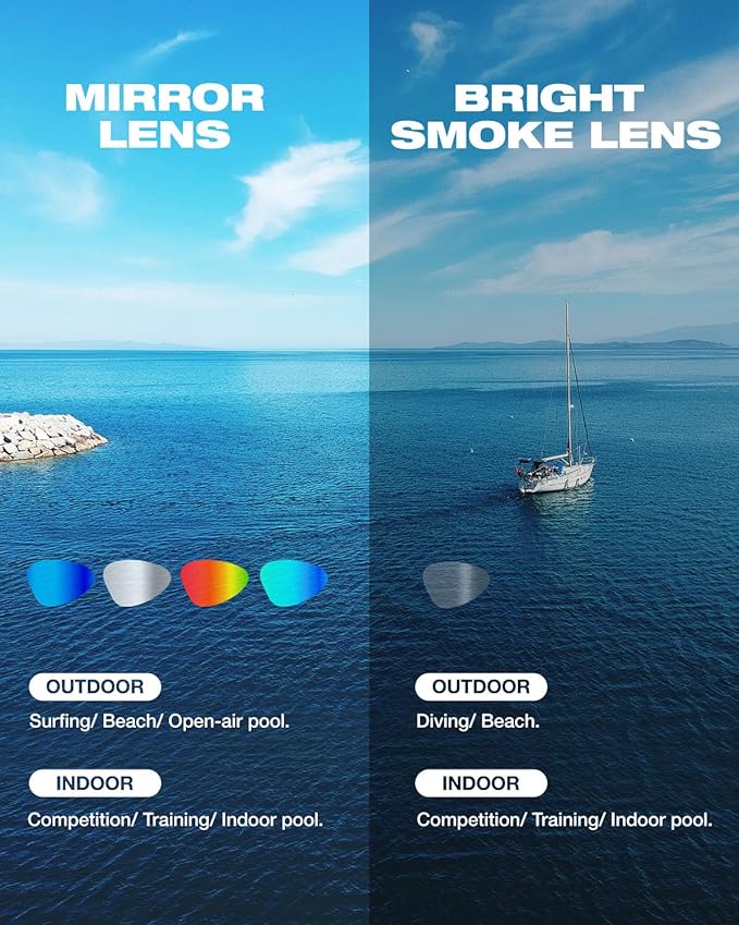 ZIONOR G1 Nava Super Anti-Fog Unisex Swim Goggles Mirror/Bright Smoke Lens