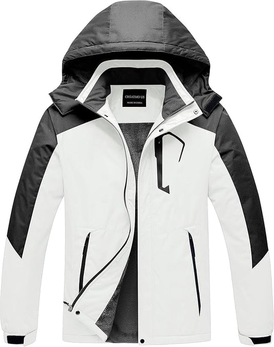 CREATMO US Men's Mountain Waterproof Ski Jacket - Windproof Snowboarding Warm Winter Coat Raincoat
