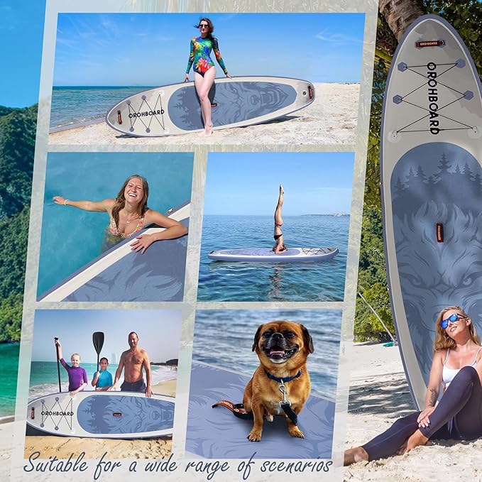 10’6/11’6 Inflatable Stand Up Paddle Board with Premium Paddleboards Accessories, Wide Stable Designed SUP Paddleboard for Adults & Youth.