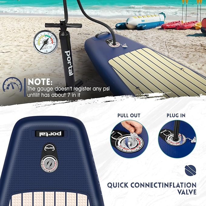 PORTAL SUP Inflatable Paddle Board for Adults 10'6'' Stand Up Paddleboard,Non-Slip Deck Blow up Paddle Boards with Adjustable Paddle, Carry Bag, and Repair Kit