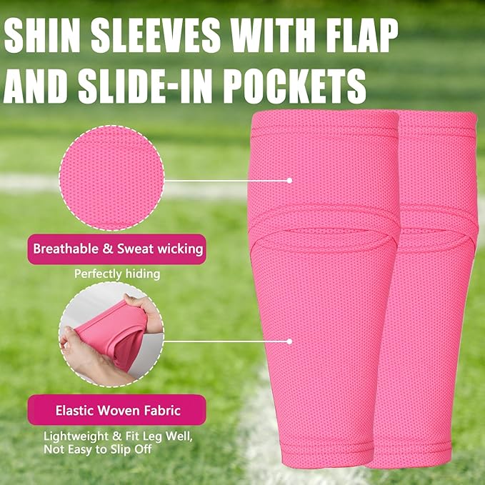 Soccer Shin Guards for Kids Adults, Toddler Shin Pads Set with Sleeves and Long Soccer Socks for Age 2-16 Boys & Girls, Youth &Men, Lightweight Soccer Equipment