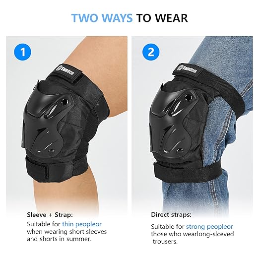 Skating Protective Gear Adult Knee and Elbow Pads Wrist Guards for Roller Skating Skateboarding, Skate Pads Adult Knee Pads for Men Women Black