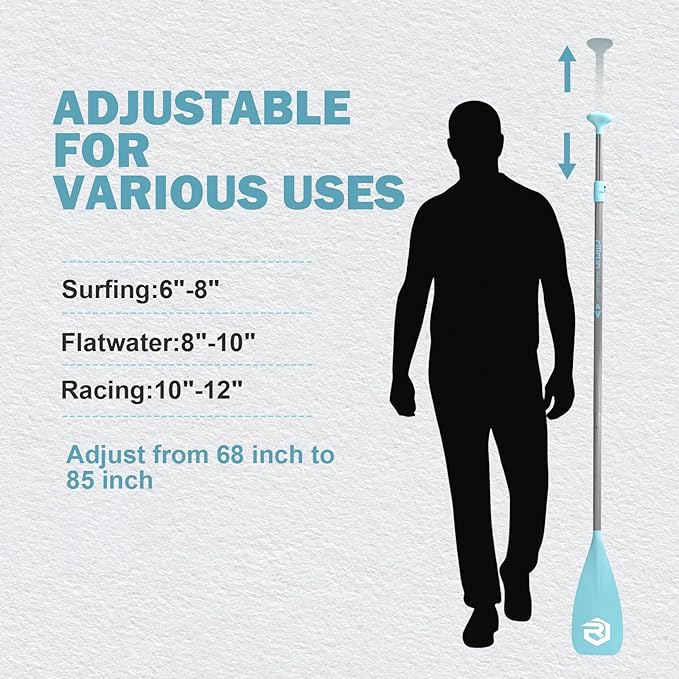 SUP Paddle - Paddle Board Paddle 4 Piece Stand Up Paddleboard Paddles Lightweight Floating Kayak Paddle - Light Blue - Lake Green - Light Green