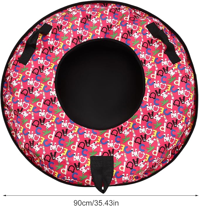 Snow Tube, Oxford Cloth Inflatable Sledding Tube with Cushion, 35.43in Towable Snow Sleds for Kids and Adult, Inflatable Sled for Outdoor Skiing, Sand Sliding, and Grass Sliding