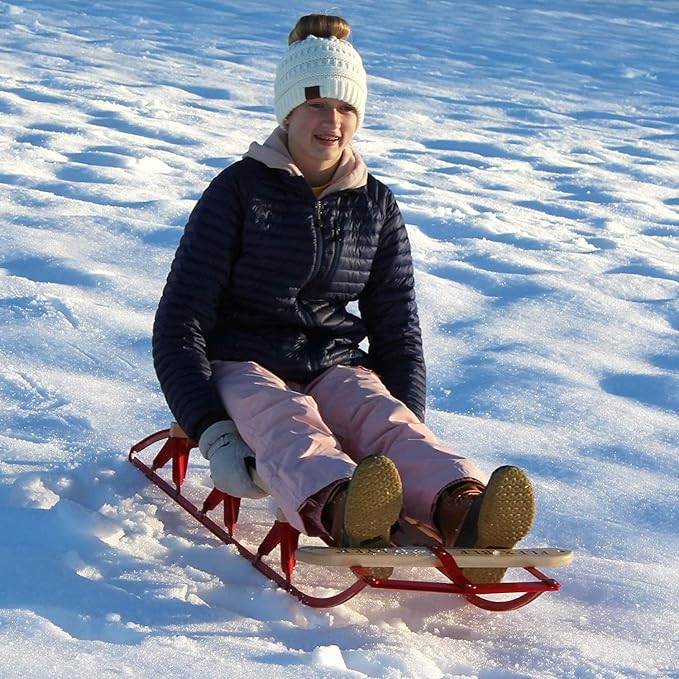 Flexible Flyer Metal Runner Sled. Steel & Wood Steering Snow Slider