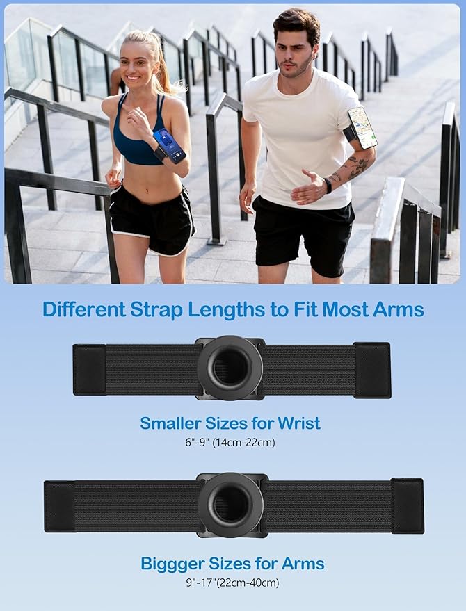 TOPGO Running Phone Holder for iPhone [360° Rotatable & Upgrade Anti-Drop] Magnetic Wrist Phone Holder, Magsafe Armband Compatible with iPhone 17 Pro and Android - Black