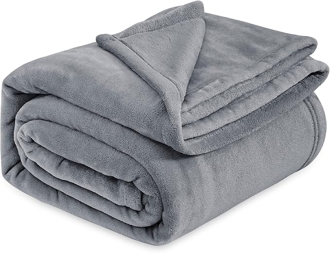 Bedsure Fleece Bed Blankets Queen Size Grey - Soft Lightweight Plush Fuzzy Cozy Luxury Fall Blanket Microfiber, Room Home Decor Gifts for Women and Men, 90x90 inches