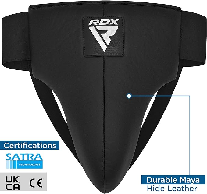 RDX Groin Protector for Boxing, Muay Thai, Kickboxing and MMA Training, Maya Hide Leather Abdo Gear for Martial Arts , SATRA Approved Abdominal Guard for Karate and Taekwondo