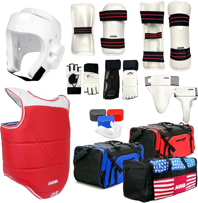 AAMA Complete Taekwondo Sparring Protective Gear Equipment Set - Customizable