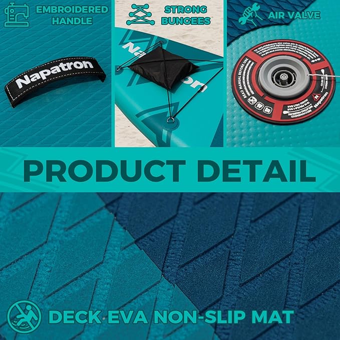 Napatron Family Inflatable Stand Up Paddle Board, Sup,Stable Wide Design,350LBS Capacity,Complete Paddle Board Package with Fast Action Pump,Leash,Ideal for Beginners/Youth & AllSkill Levels