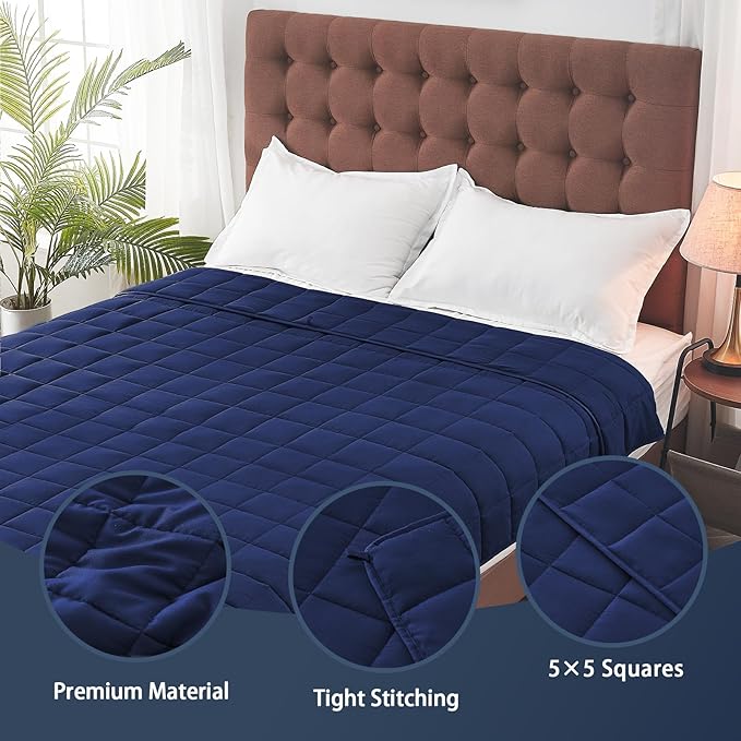 yescool King Size Weighted Blanket for Adults (20 lbs, 80” x 87”, Blue) Cooling Heavy Blanket for Sleeping Perfect for 190-210 lbs, Breathable Blanket for Adults & Couple All Season, Machine Washable