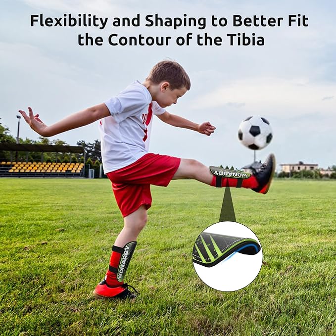 Shin Guards Soccer Youth Kids - Shin Guard for Boys Girls Teenagers Toddler 2-18 Years Old - Football Shin Pads Protection Equipment with Adjustable Straps
