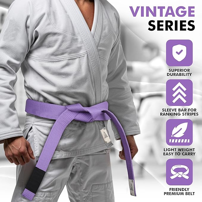 Vintage Series BJJ Belt for Men & Women Brazilian Jiu Jitsu Belt for Jiu Jitsu Gi