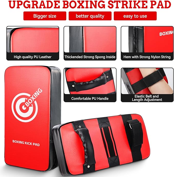 Punching Mitts Kick Pack Set, Boxing Pads Curved Focus Punching Mitts Kickboxing Striking Target Pads for Kids Men Women, Martial Arts Training Equipment for Boxing Taekwondo Karate Muay Thai