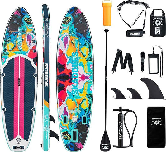 10’6’’ Portable Inflatable Stand Up Paddle Board (SUP) for Adults and Youth with Non-Slip Deck – Complete Accessories Kit, Perfect for Fishing, Yoga, Fitness & Family Fun