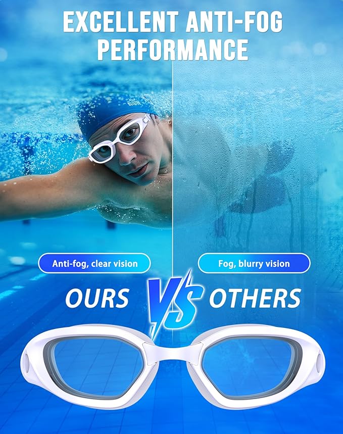 Swim Goggles, Unisex Adult Swimming Goggles Anti Fog Anti UV No Leakage Wide View for Men Women Youth