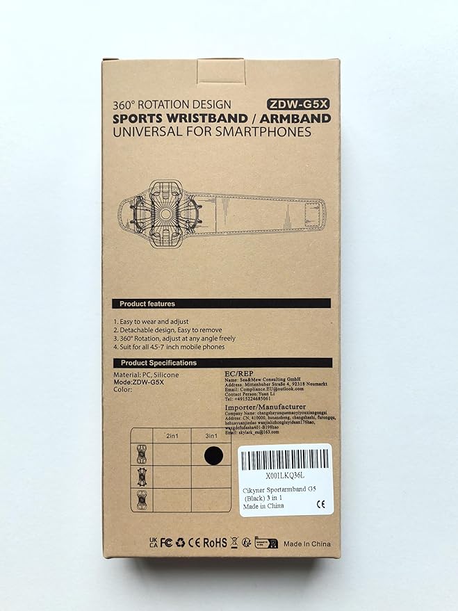 Cikyner Running Armband, 3 in 1 Running Phone Holder Sports Armband Bicycle Phone Holder 360° Rotatable & Detachable Running Phone Armband for 4.5-7'' iPhone Huawei for Gym Running Hiking