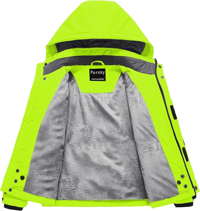 Pursky Boy's Waterproof Ski Jacket Kids Winter Snow Coats Fleece Raincoats Parka