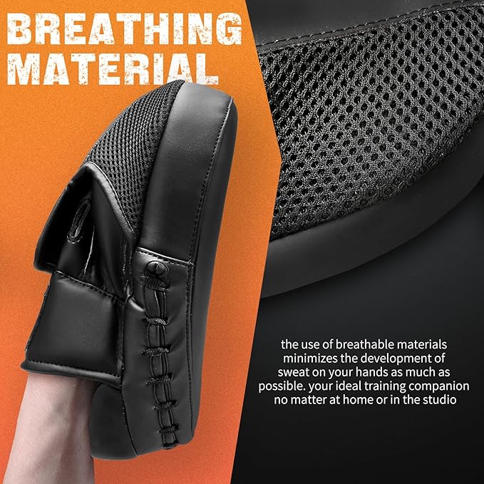 Boxing Pads for Men, Women, & Kids, Leather Focus Mitts for Martial Arts, Boxing Training, Curved Punch Mitts for Karate, Kickboxing,Muay Thai, Taekwondo