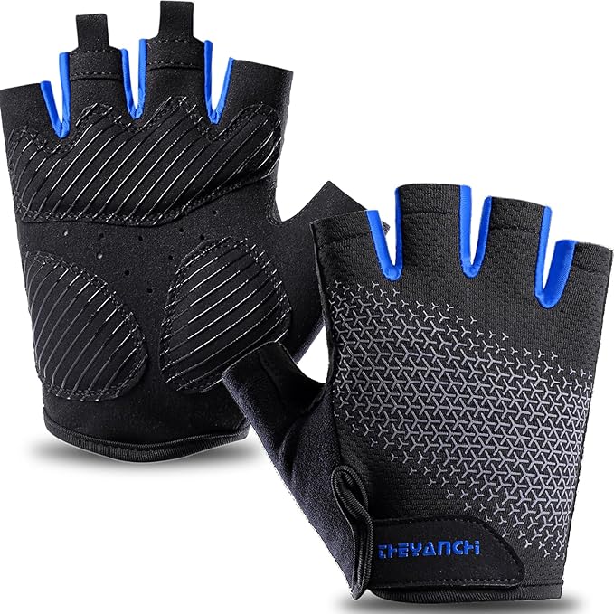 weiatas Cycling Gloves for Men Women Padded, Half Finger Road Mountain Bike Gloves, Shock-Absorbing Anti-Slip Breathable Sports Gloves for Bicycle Riding Motorcycle Rowing Gym