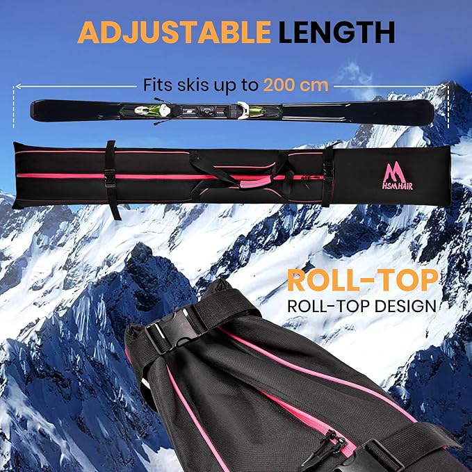 Ski Bag and Boot Bag Combo,Padded Ski Bag Set for Air Travel,Snow Ski Bags for Adults,Water- resistant Ski Boot Bag Fits for Skis Up to 200 CM and Boots Up To Size US13