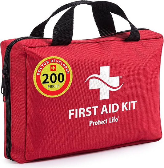 Protect Life Survival First Aid Kit for Home/Business, Camping Survival Kits | Mini Travel First Aid Kit | Camping Equipment | Small Kits for Car | Outdoor Emergency Survivals Pack - 200pcs
