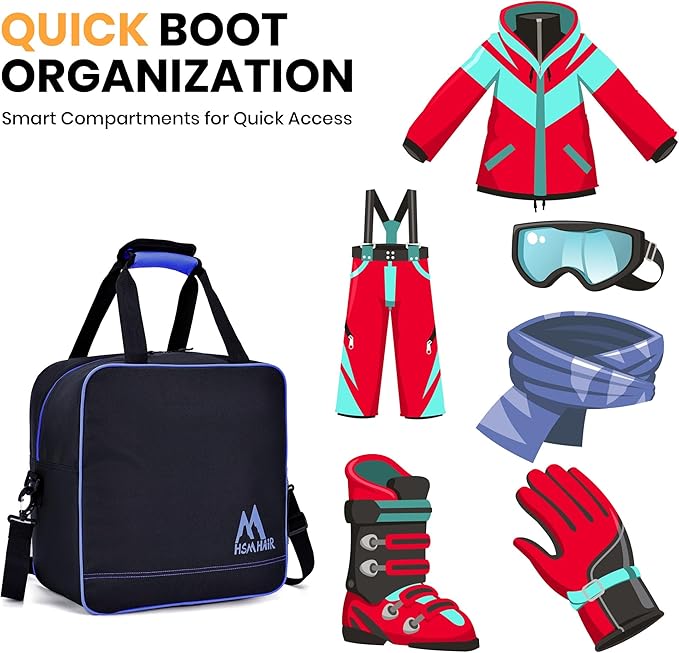 Ski Bag and Boot Bag Combo,Padded Ski Bag Set for Air Travel,Snow Ski Bags for Adults,Water- resistant Ski Boot Bag Fits for Skis Up to 200 CM and Boots Up To Size US13